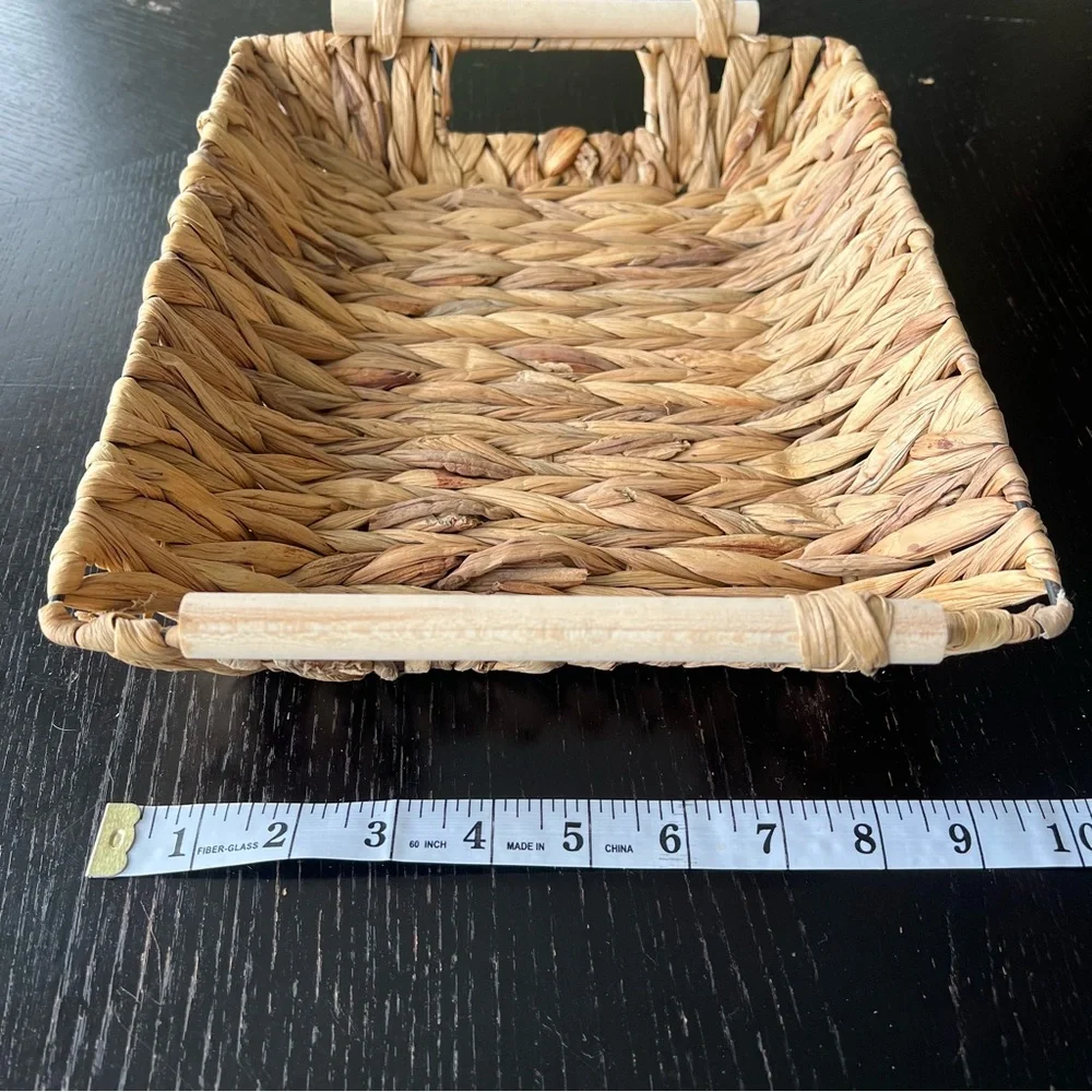 Woven Rectangular Basket with Handles 9x11in